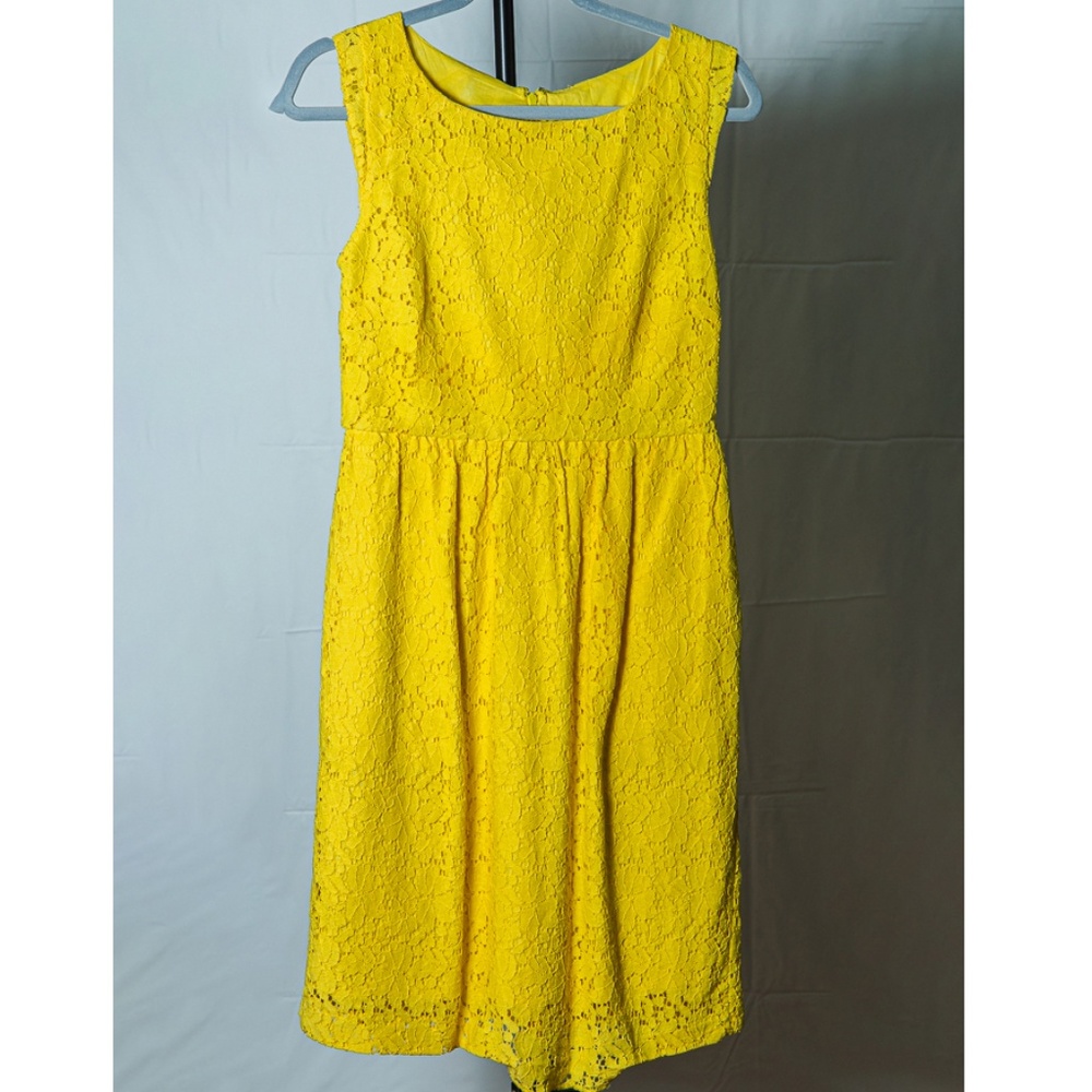 J. Crew - Yellow Lace Overlay A-Line Dress